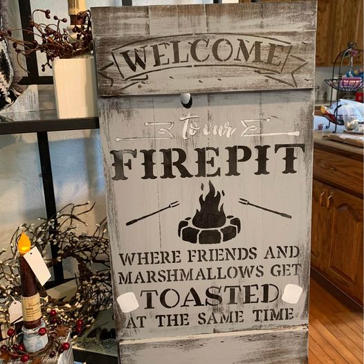 Fire Pit Wood Sign