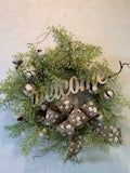 Welcome Cotton and Greenery Wreath