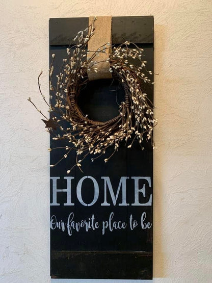 Home Our Favorite Place With Berry Wreath