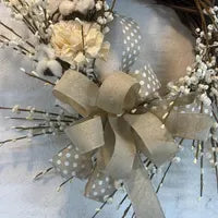 White Curly Q Sola Cotton Grapevine Wreath