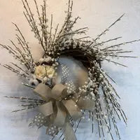 White Curly Q Sola Cotton Grapevine Wreath