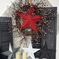 Rustic Star Grapevine Wreath with Red, White, Blue Patriotic Bow