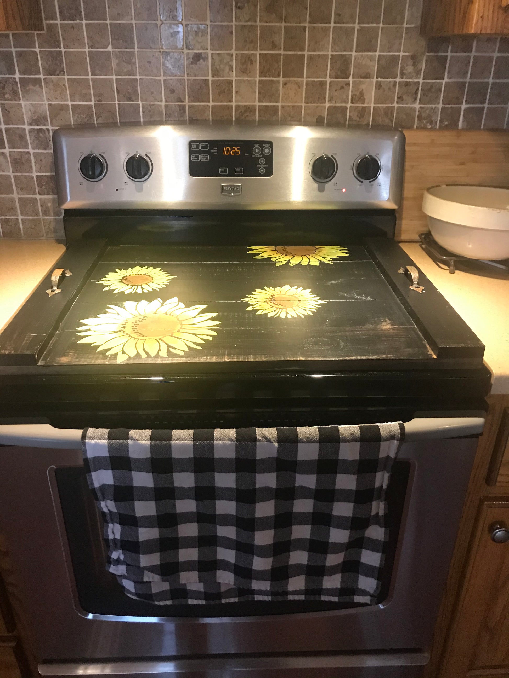 Noodle Board, Stove Cover, Floral, Farmhouse Style, Electric Stove