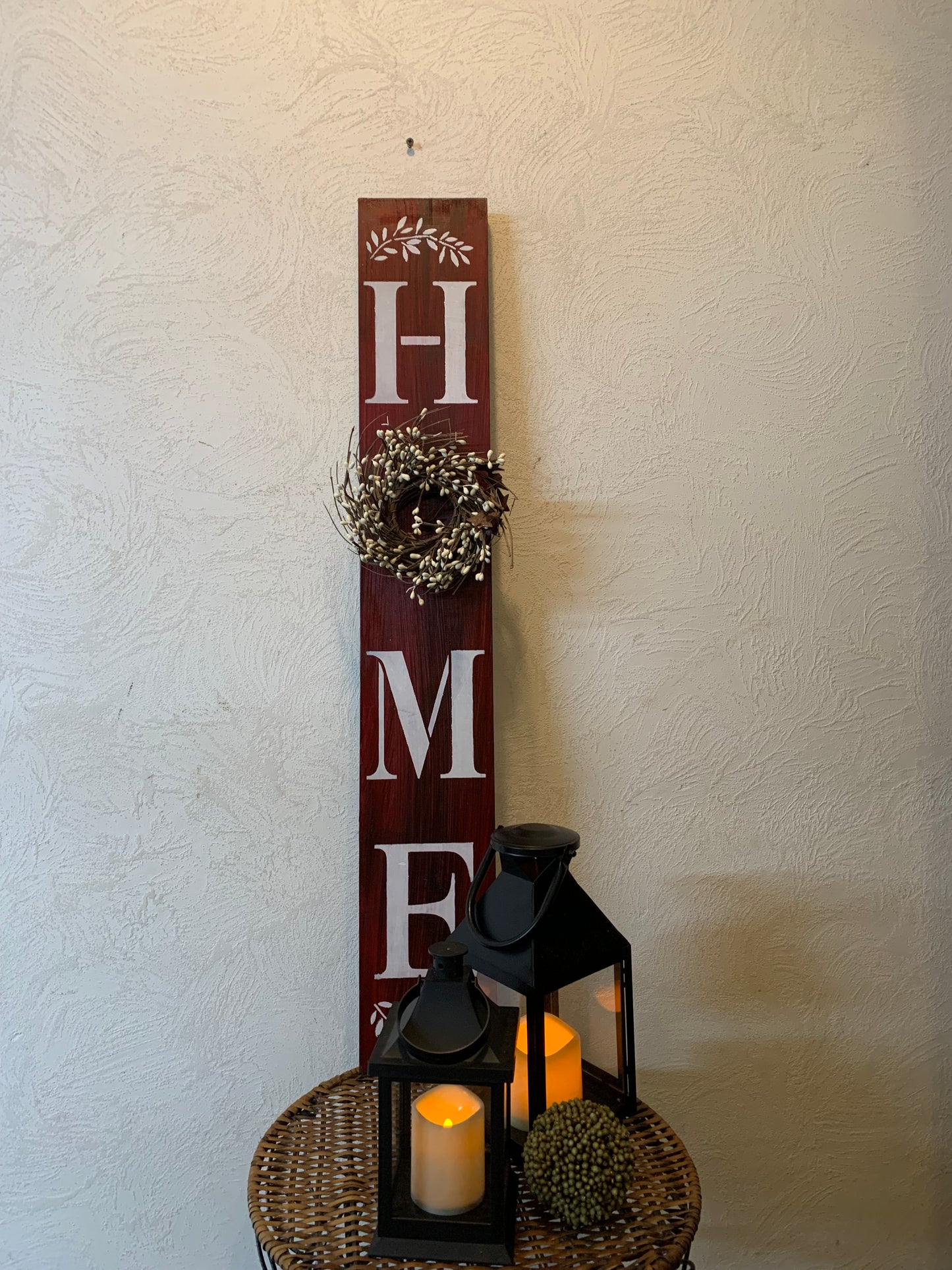 Home Sign With Small Wreath