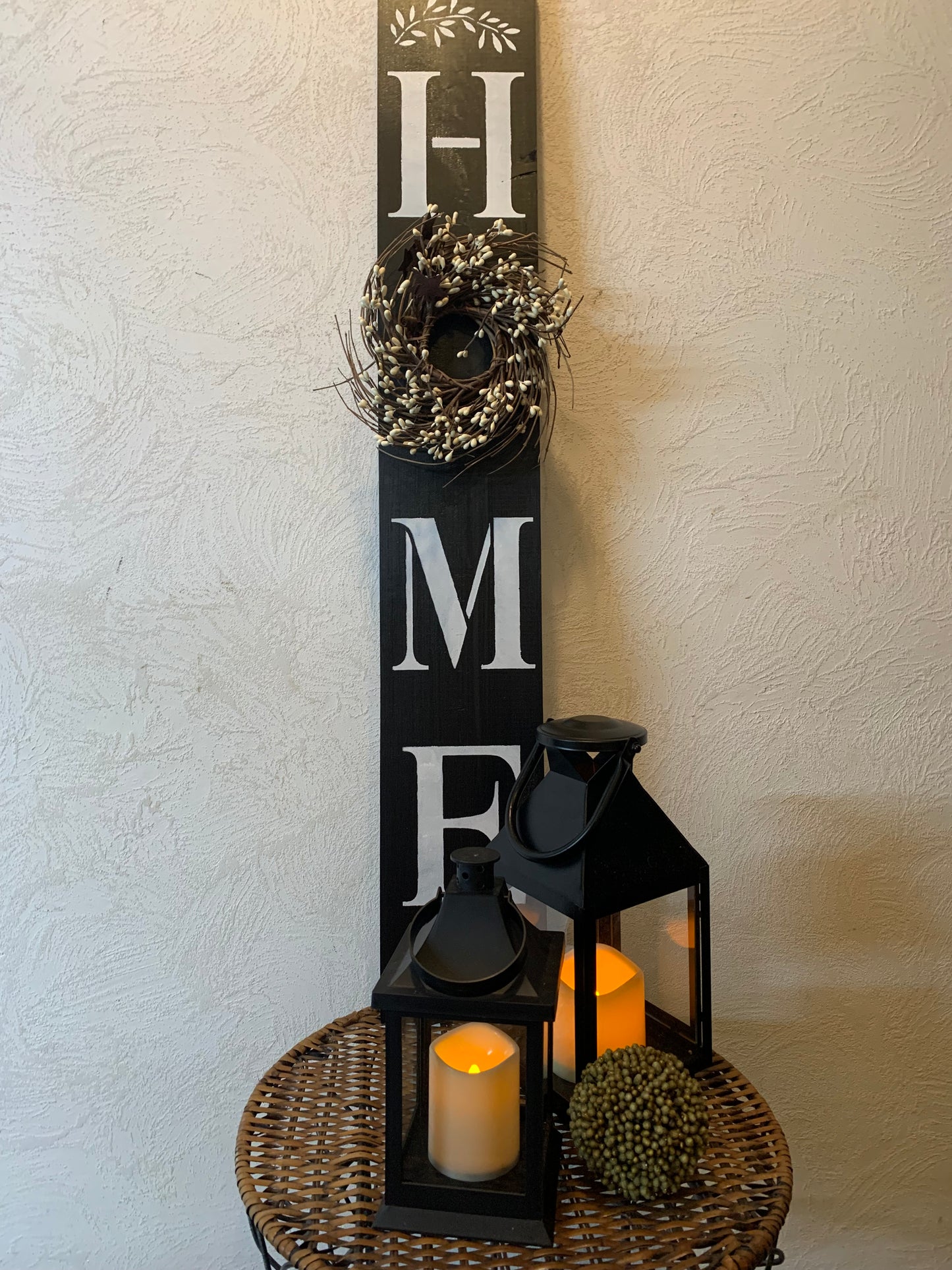 Home Sign With Small Wreath