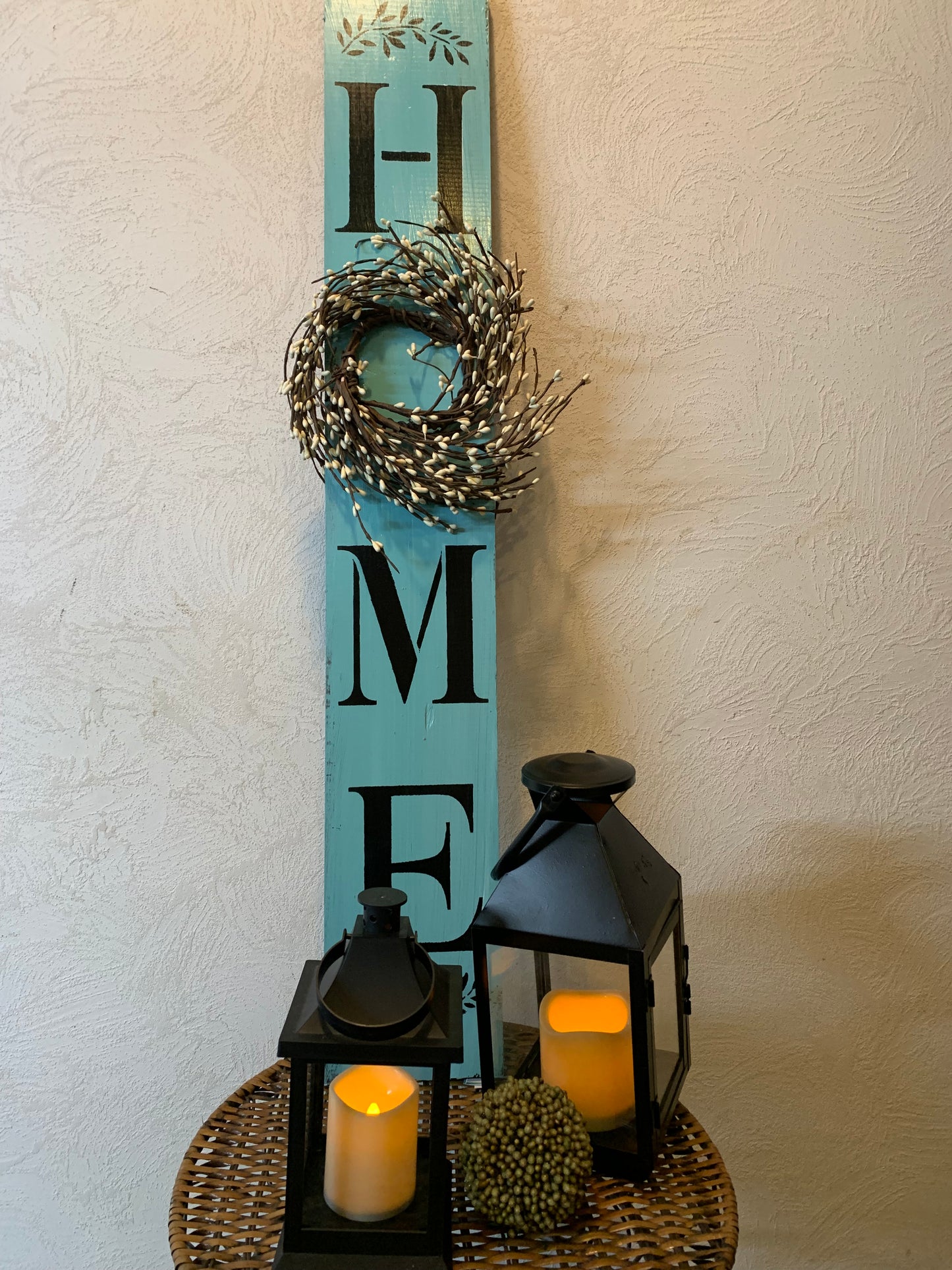 Home Sign With Small Wreath